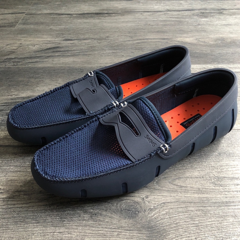 NWOT SWIMS Navy Penny Loafer, Size 8